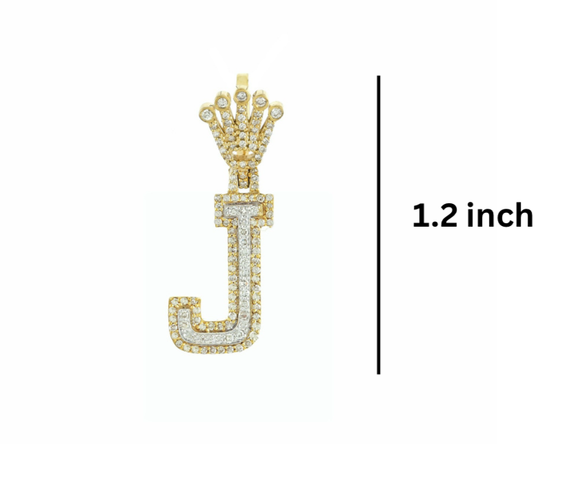 Gold and diamond-encrusted letter 'J' pendant dimensions GLAM NYC