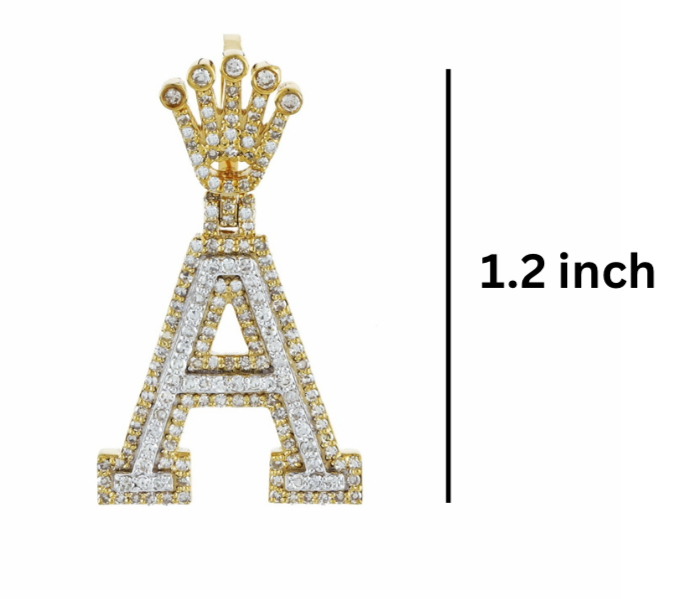 Gold and diamond-encrusted letter 'A' pendant dimensions GLAM NYC
