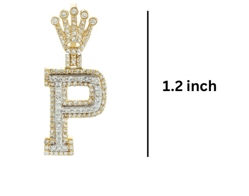 Gold and diamond letter 'P' pendant dimensions GLAM NYC