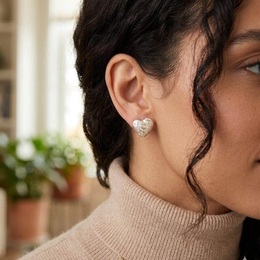 Abstract Heart Lab-Grown Diamond Stud Earrings (Sterling Silver)