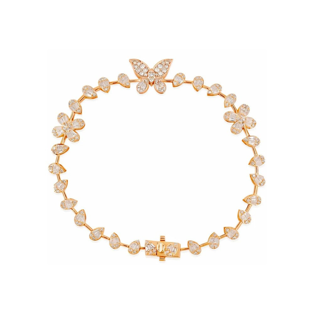 Butterfly Diamond Tennis Bracelet – 1.86CT Lab Grown Floral Link Bracelet
