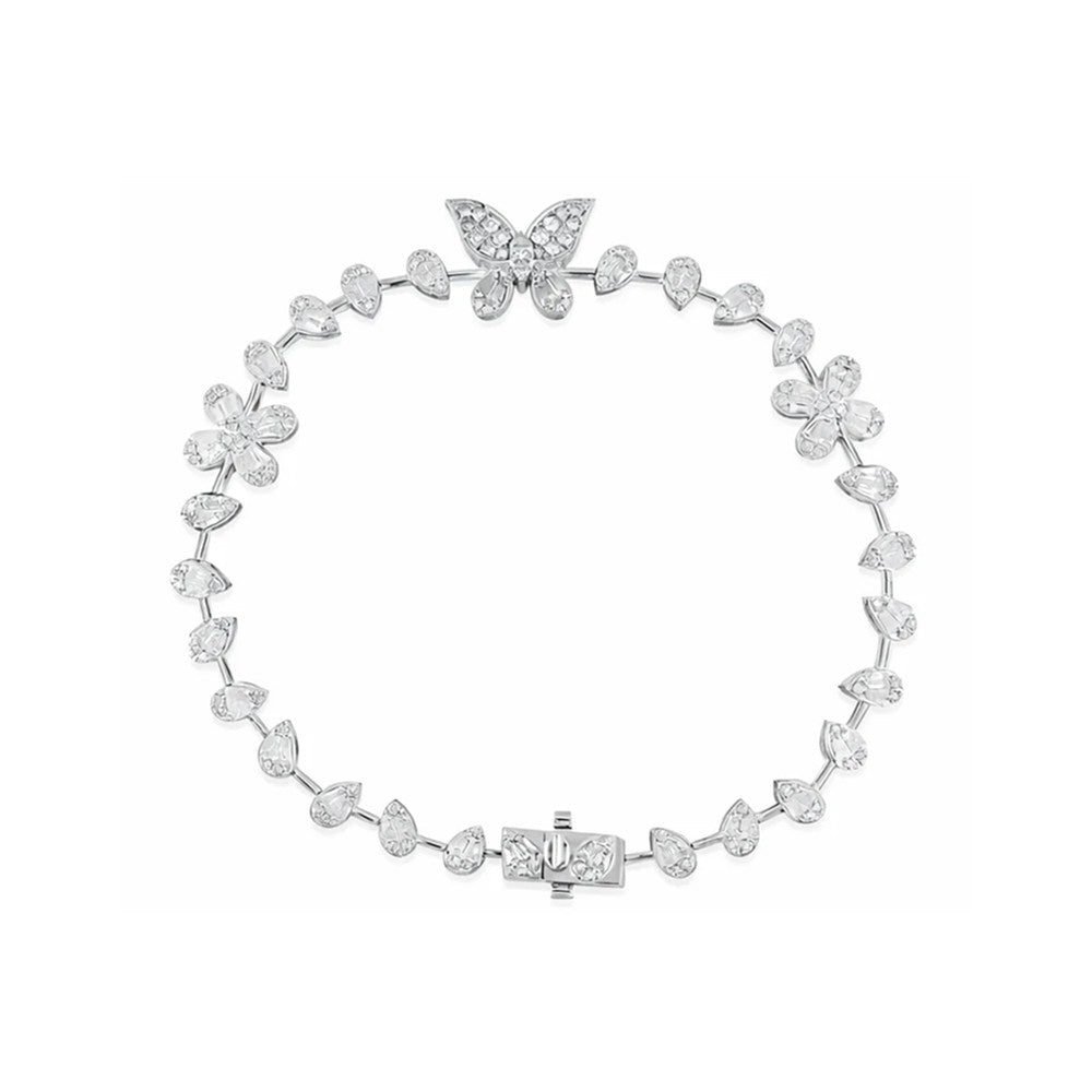 Butterfly Diamond Tennis Bracelet – 1.86CT Lab Grown Floral Link Bracelet