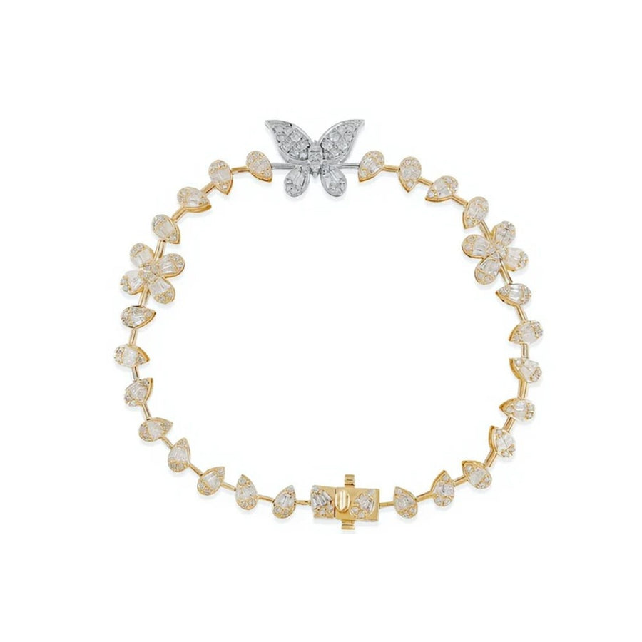 Butterfly Diamond Tennis Bracelet – 1.86CT Lab Grown Floral Link Bracelet