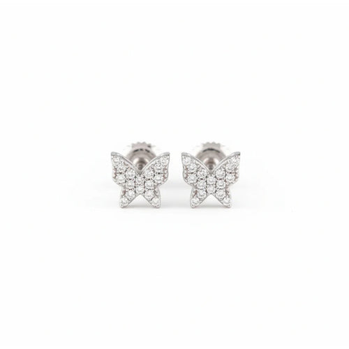 Butterfly Lab-Grown Diamond Stud Earrings (Sterling Silver)