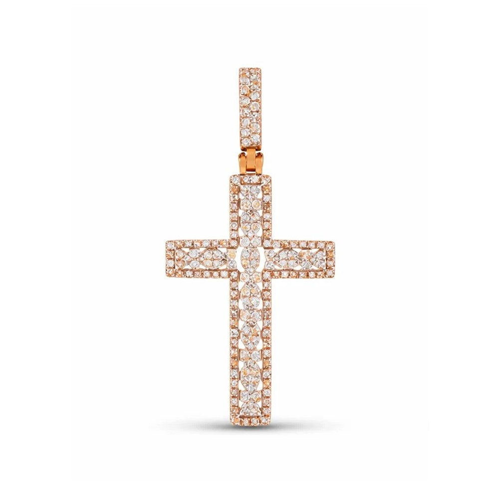 Classic Iced Diamond Cross Pendant – Minimal Set