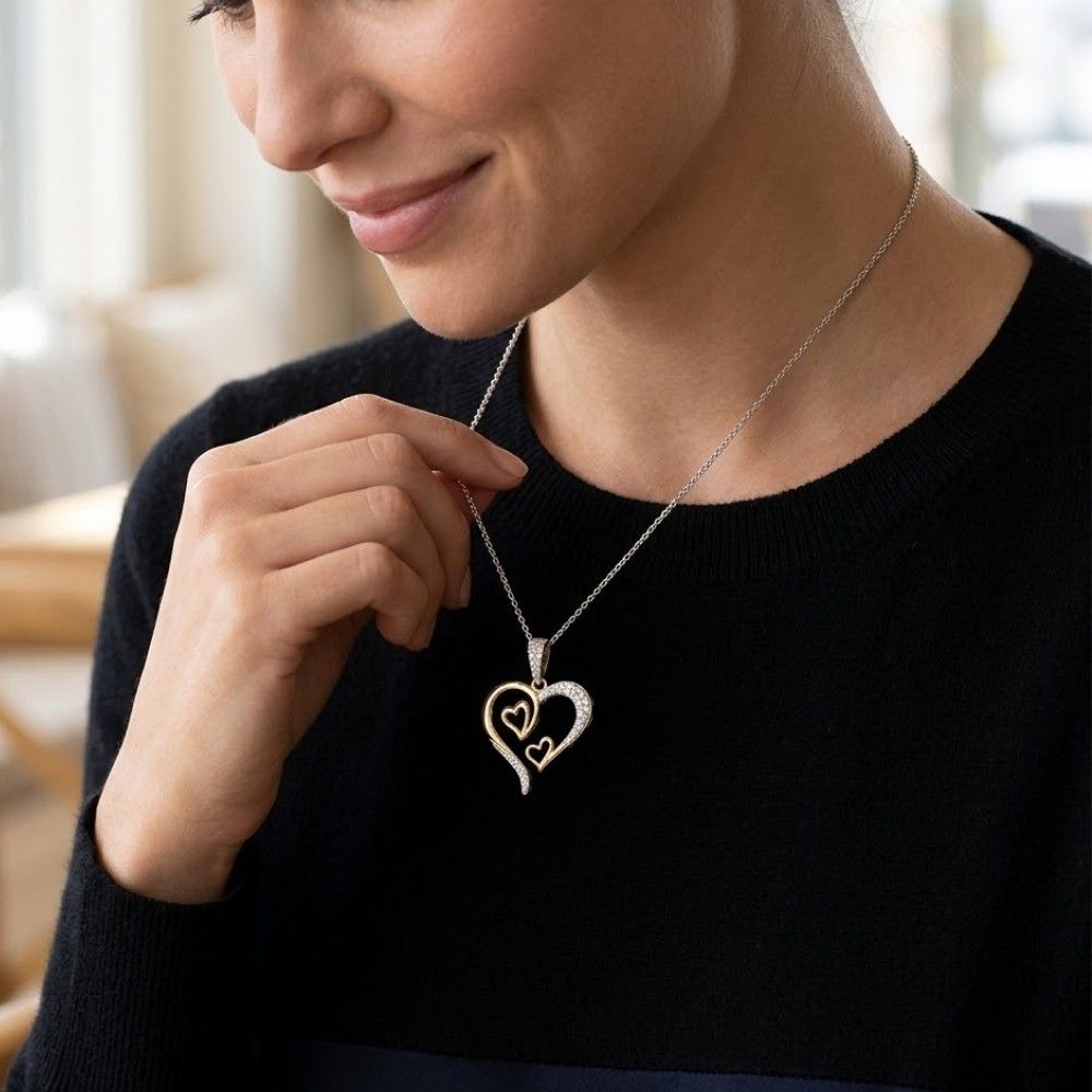 Diamond Double Heart Pendant