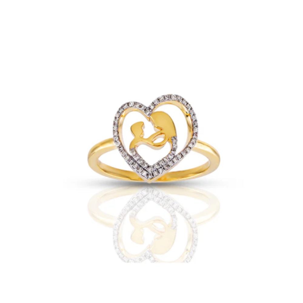 Diamond MOM Heart Ring – 0.15 CT Sterling Silver Gold Finish