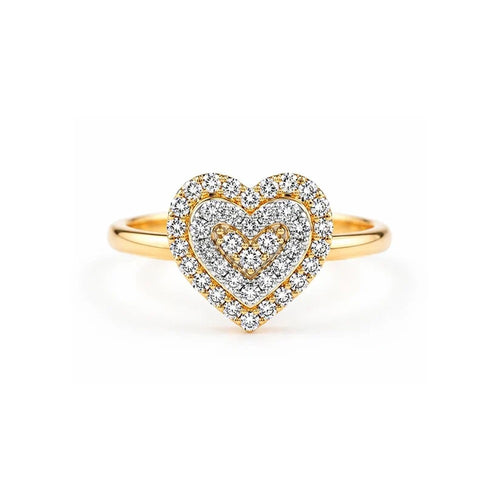 Double Heart Halo Lab-Grown Diamond Ring (Sterling Silver)