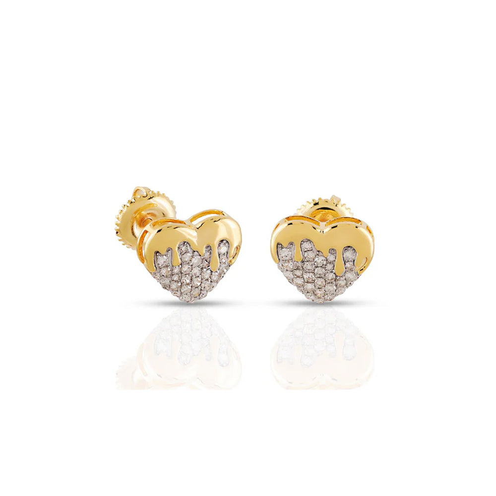 Drippy Heart Lab-Grown Diamond Stud Earrings (Sterling Silver)