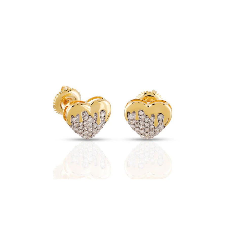 Drippy Heart Lab-Grown Diamond Stud Earrings (Sterling Silver)