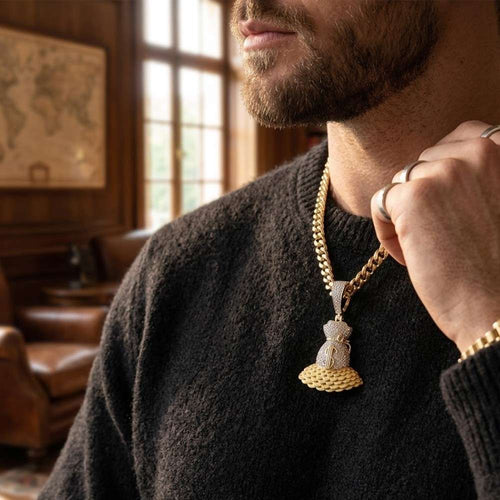 Iced Money Bag Lab Diamond Pendant (.45ct Total)