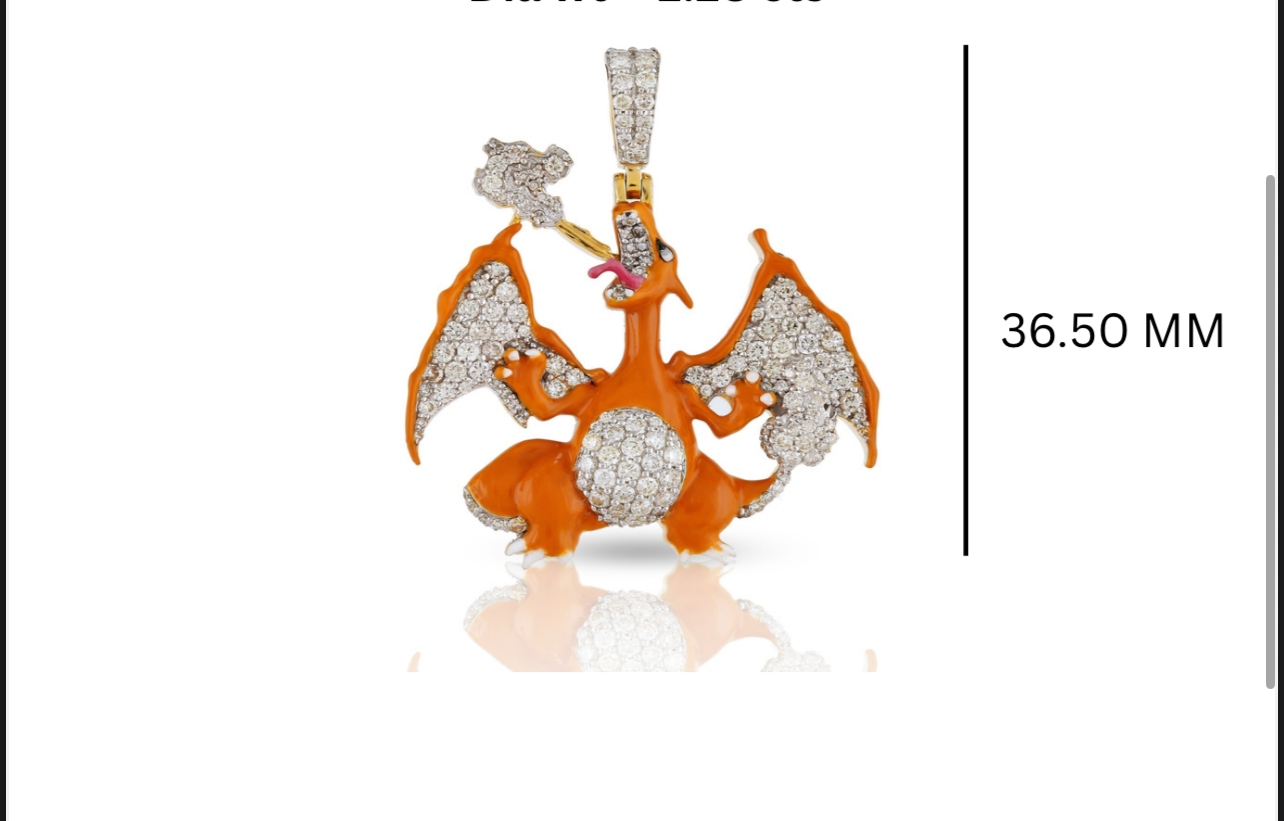 Iced Fire Dragon Statement Pendant – Sterling Silver Lab Diamond Finish