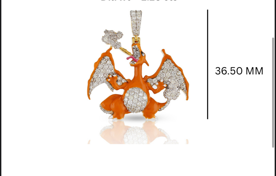 Pokemon Charizard diamond pendant GLAM NYC