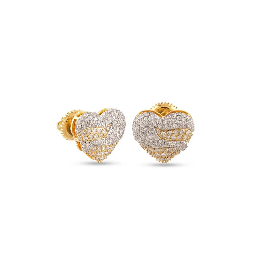 Iced Heart Lab-Grown Diamond Statement Earrings (Sterling Silver)