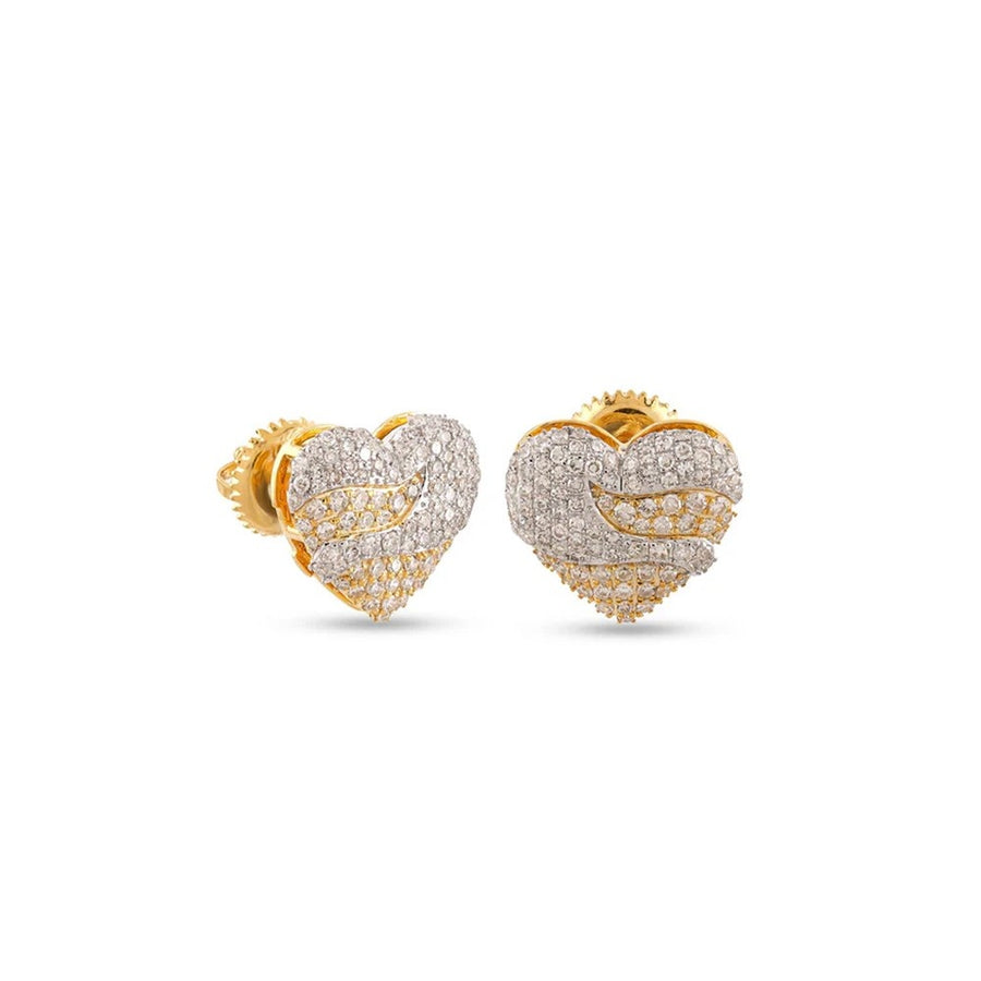 Iced Heart Lab-Grown Diamond Statement Earrings (Sterling Silver)