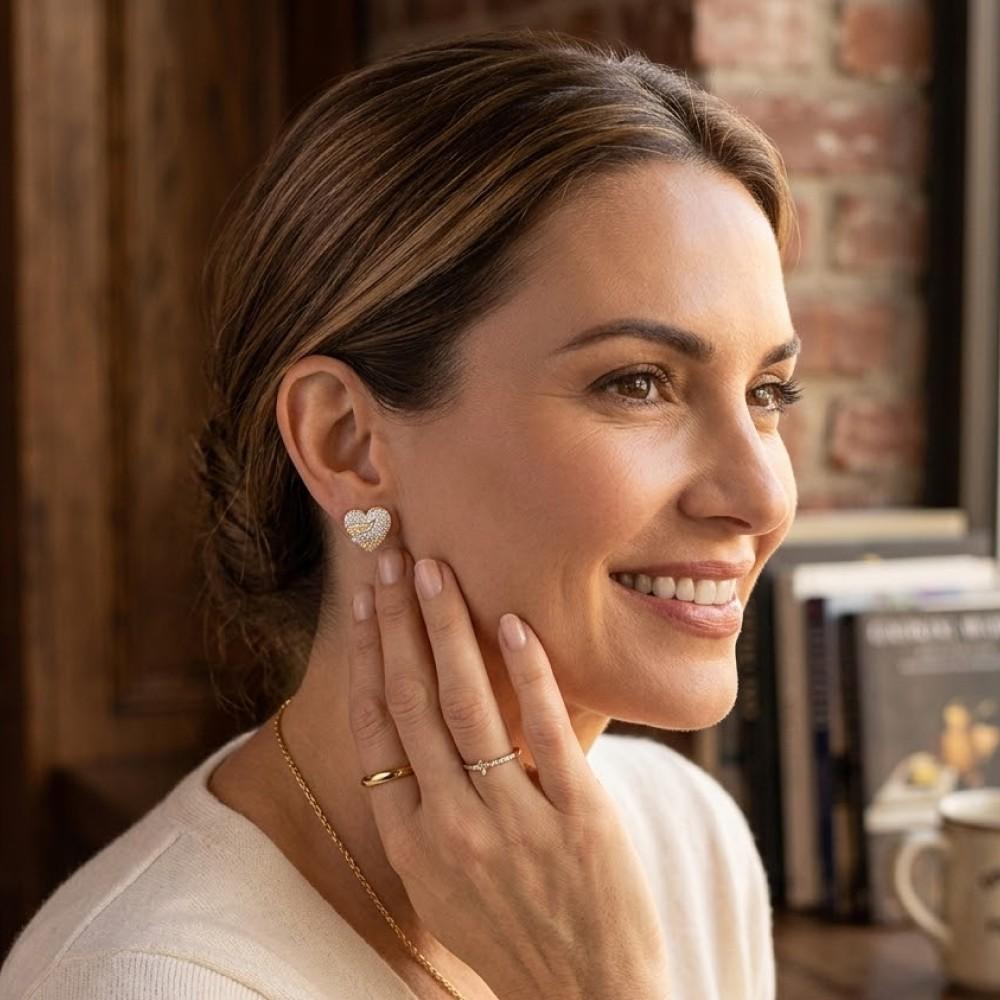 Iced Heart Lab-Grown Diamond Statement Earrings (Sterling Silver)