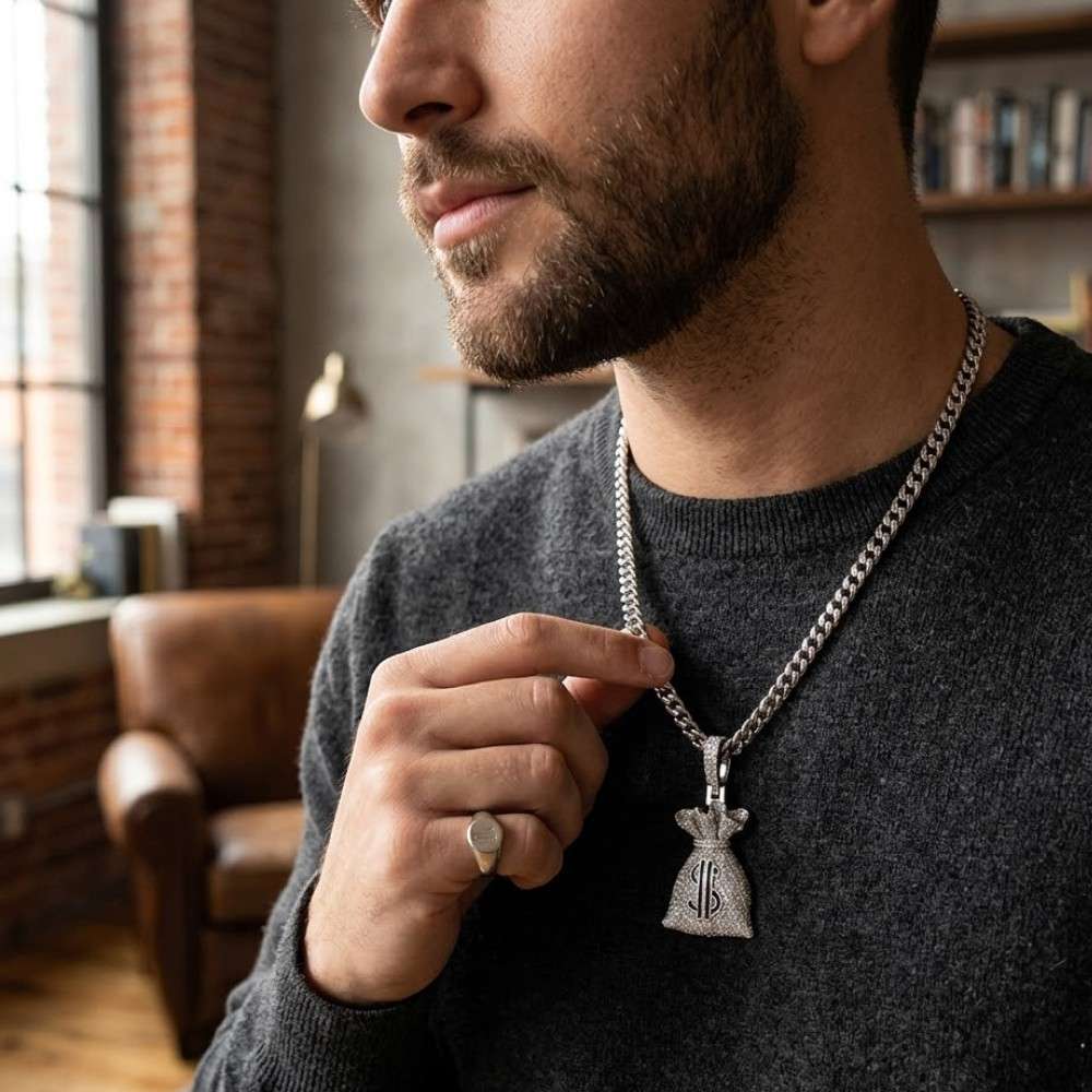 Iced Money Bag Lab Diamond Pendant (.59ct Total)