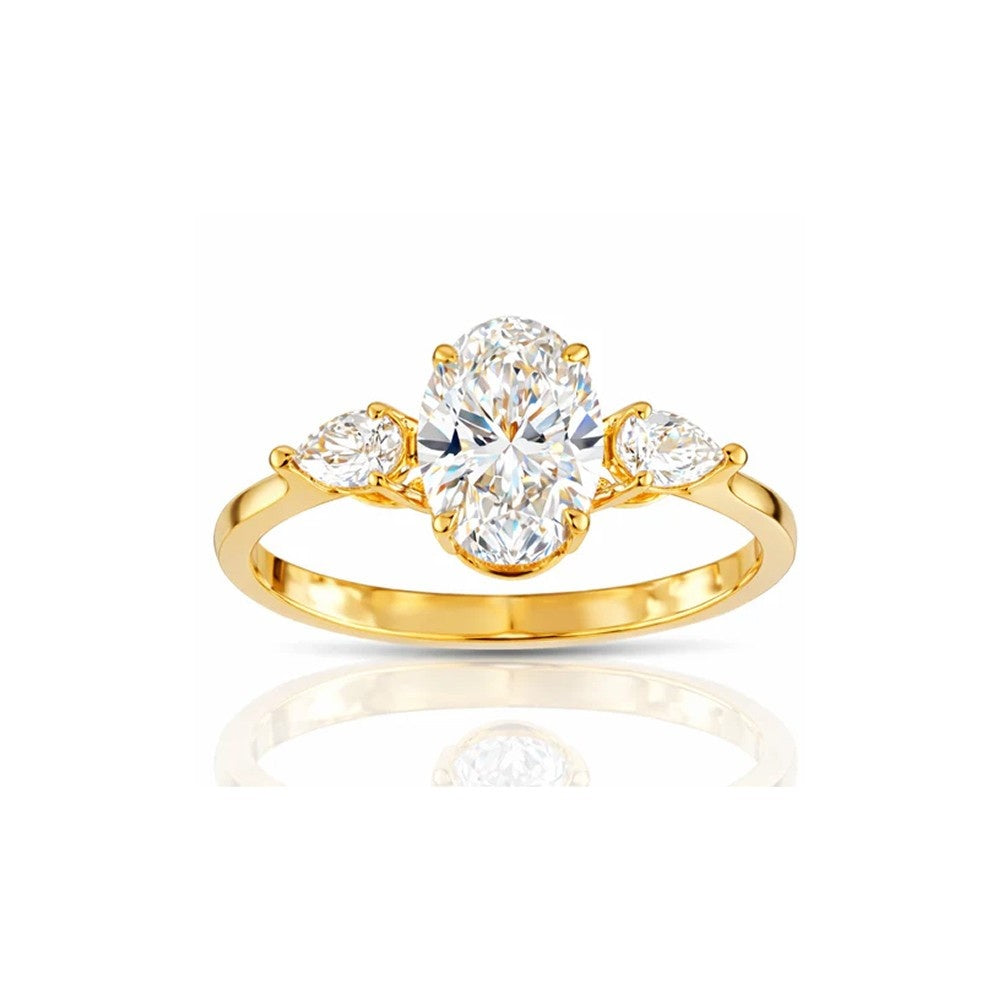 Oval Cut Lab-Grown Diamond Engagement Ring (Sterling Silver)
