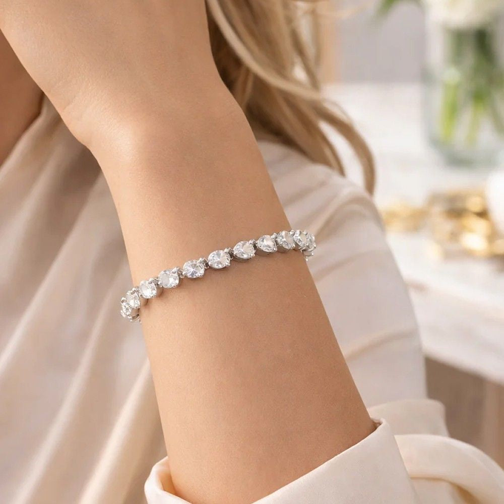 Pear-Cut Lab Grown Diamond Tennis Bracelet