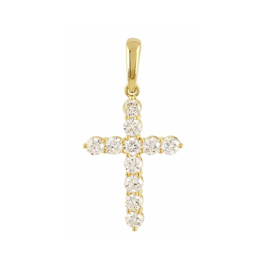 Round Cluster Diamond Cross Pendant 1.53CT – Sterling Silver