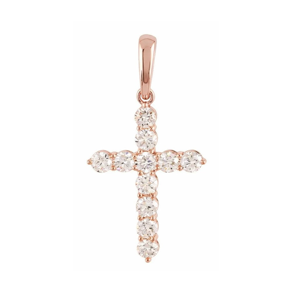 Round Cluster Diamond Cross Pendant 1.53CT – Sterling SilverRound Cluster Diamond Cross Pendant 1.53CT – Sterling Silver