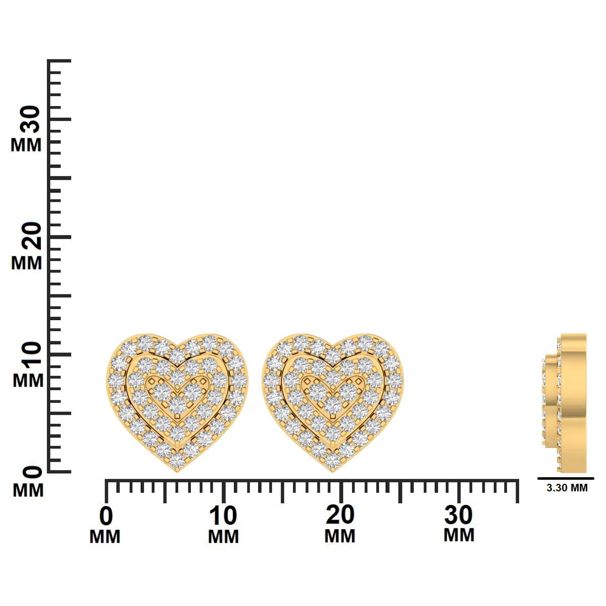 Double Heart Pavé Lab Diamond Stud Earrings