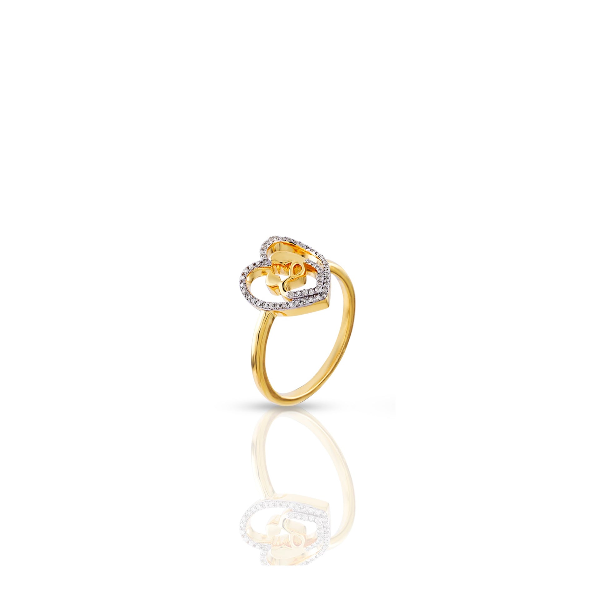 Diamond MOM Heart Ring – 0.15 CT Sterling Silver Gold Finish