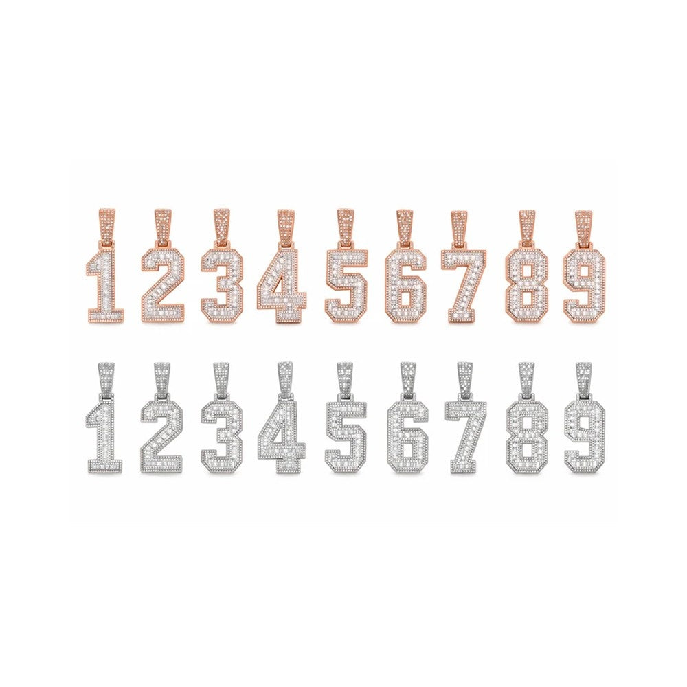 Iced Out Diamond Number Pendants